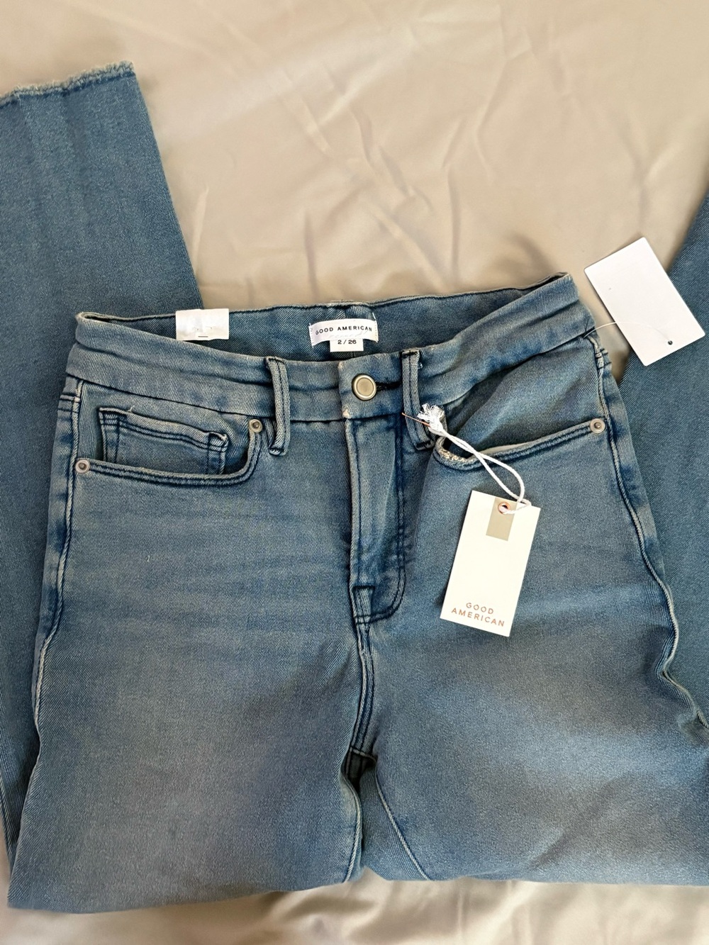 Good American Good Petite Straight Jeans Blue Waist 26